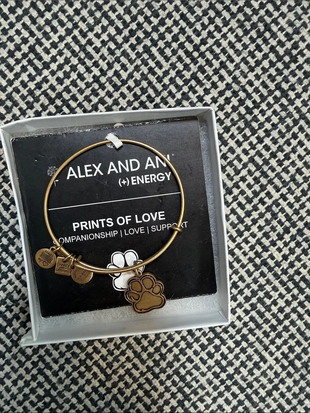 Alex and Ani Gold Prints of Love Paw Charm Bangle